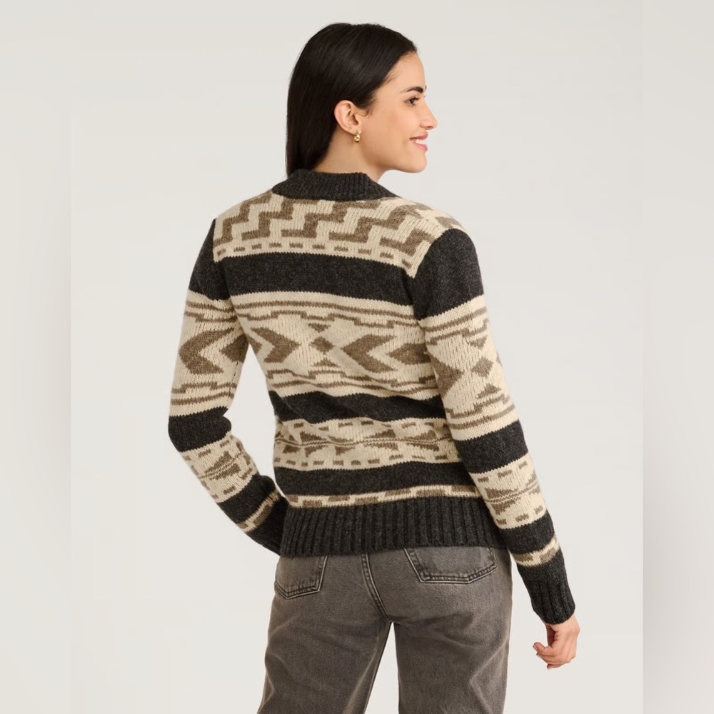 Pendleton Women’s Graphic Shetland Collection Wool Zip Cardigan Medium - Picture 6 of 6